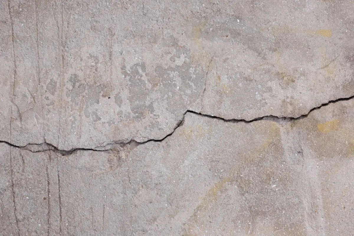 A single crack running the width of a concrete surface