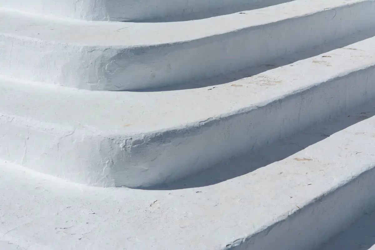 Curved concrete steps with rounded nosings