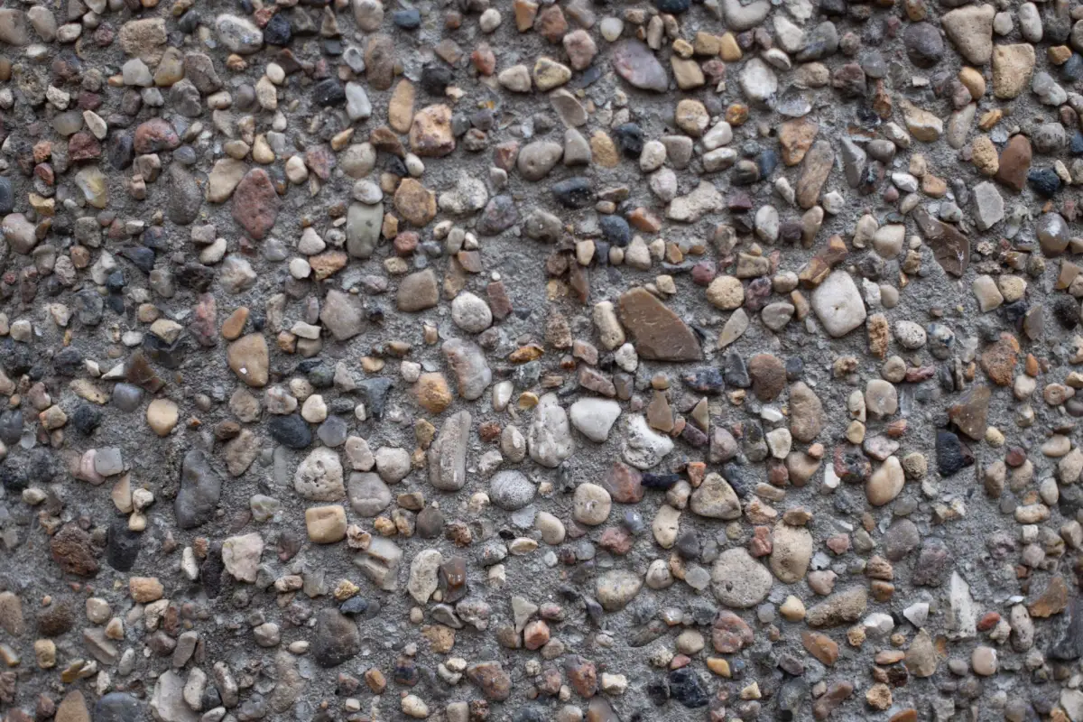 Close-up of an exposed-aggregate concrete surface